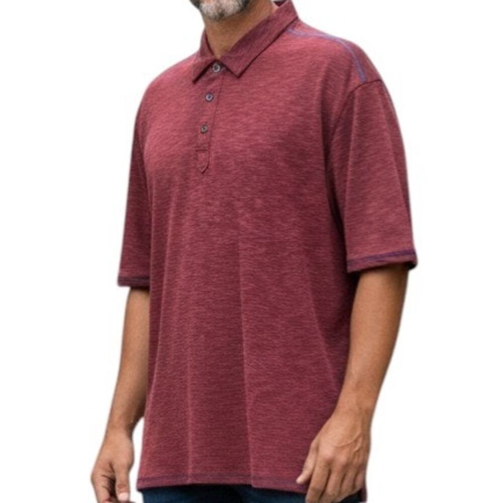 Tommy Bahama Polo Shirt Men XXL 2XL Red Short Sleeve Tencel Lyocell Polyester